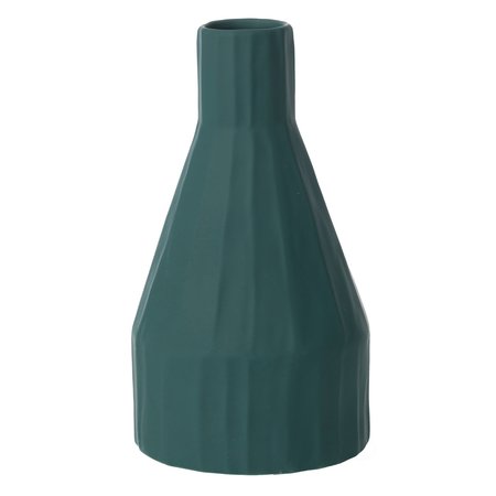Fabulaxe 10 H Decorative Ceramic Sculpture Channeled Centerpiece Table Vase, Dark Teal Blue Green QI004055.DGN